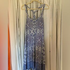 Maxi dress, size medium, blue and white floral